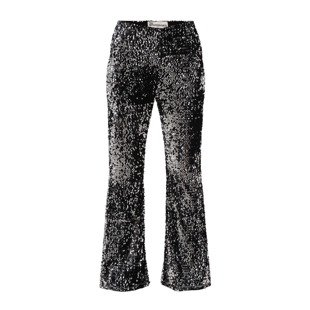 No Boundaries Women's Size XXS (00) High Rise Sequin Flare Pants Black/Silver
